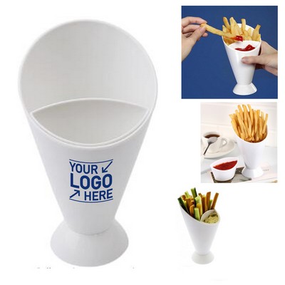 French Fries Serving Cone Cup w/ Dip Container