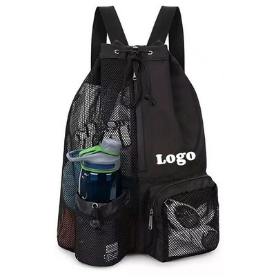Mesh Drawstring Swim Bag with Wet Pocket for Gym and Beach