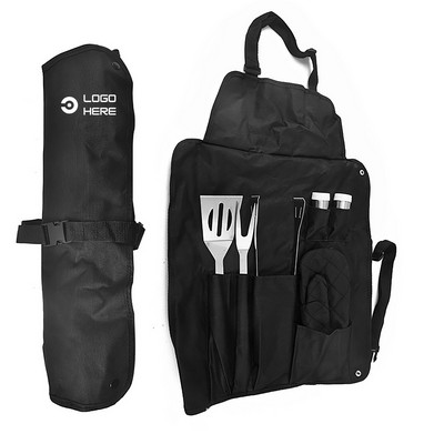 Stainless Steel BBQ Grill Tool Set With Apron