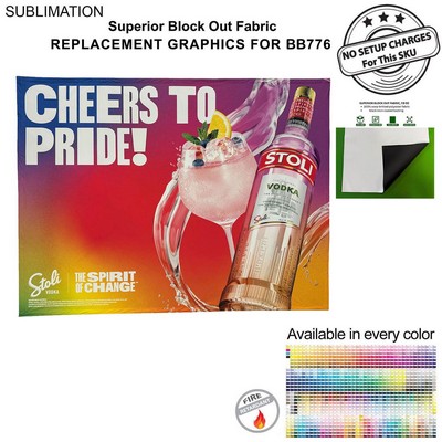 Replacement Graphics for 10' Straight Wall with Velcro on the back, Superior Block Out Fabric.