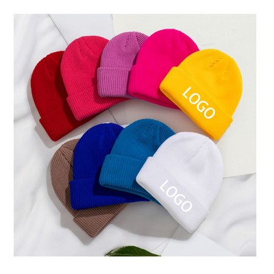 Unisex Adult Winter Cuffed Thick Knitted Beanies Hat Skull Cap