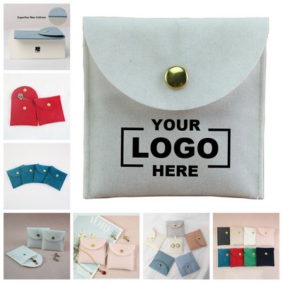 Mini Envelope Coin Pouch with Snap Button - Square Faux Leather Earbud Case