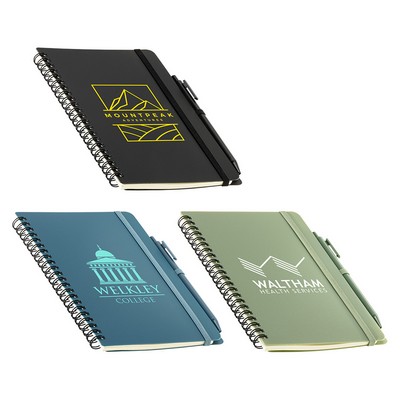 Avignon Repreve® Recycled Hardcover Spiral Notebook with Pen