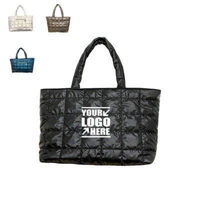 Large Quilted Puffer Tote Bag