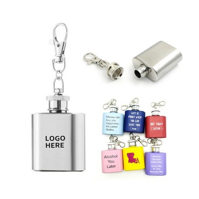 Stylish 1 oz. Stainless Steel Flask Keychain