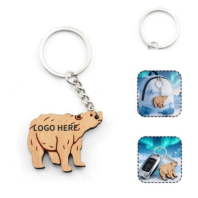 Arctic Bear Wooden Keyring