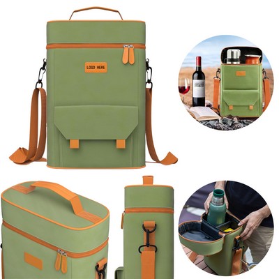 Insulated Collapsible Wine Carrier With Removable Cooler Liner