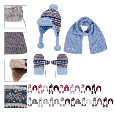 Kid Winter Warm Hat Scarf Glove Set