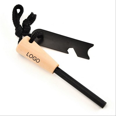 Wooden Handle Fire Starter Rod
