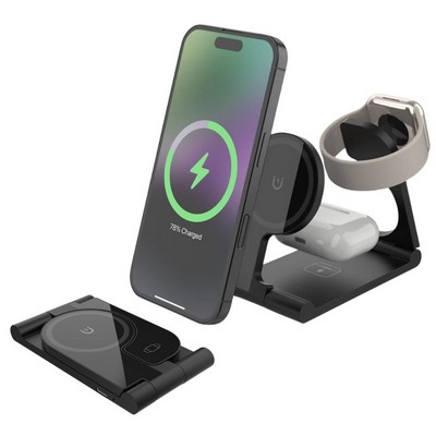 3-1 Foldable Magnetic Wireless Charger *Fast Charge 15W*