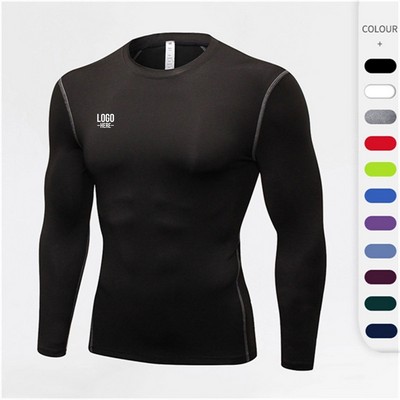 Men Athletic Workout Quick Dry Long Sleeve T-Shirt