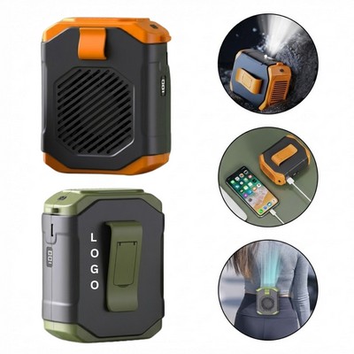 Rugged 3-in-1 Waist Fan with Flashlight & Power Bank Output
