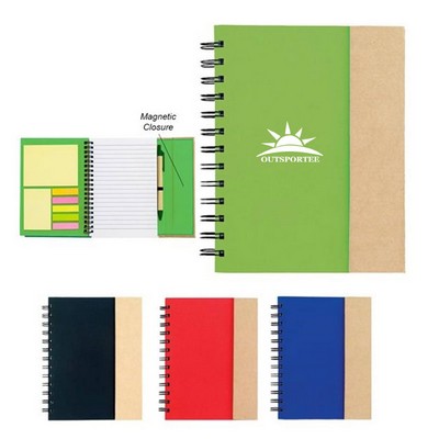 3-in-1 Spiral Notebook with Sticky Notes And Flags Pen Set