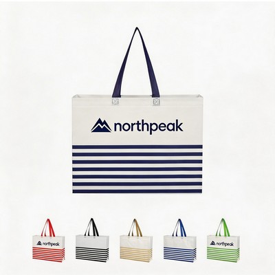 Customizable Striped Reusable Tote