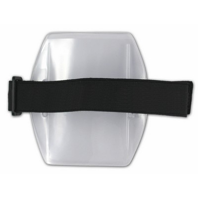 Armband Badge Holder-Antifreeze Vinyl-Vert-Blk Band: OUTER- 3.90" X 4.35" INSERT- 2.32" X 3.95"