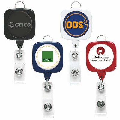 Jumbo Sqround Retractable Badge Reel w/lanyard attachment