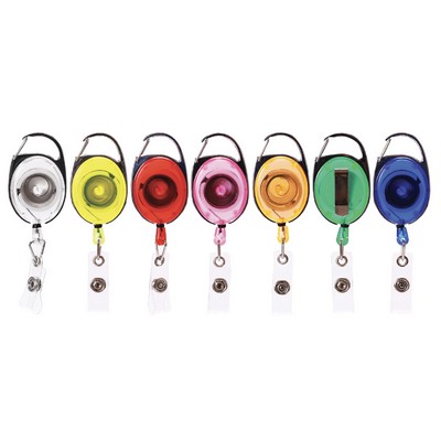 Overseas Round Plastic Clip-On Badge Reel imprinted