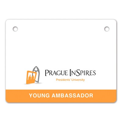 Full Color 50 Mil Name Badge (3"x4") Rectangle w/2 Holes - No Personalization
