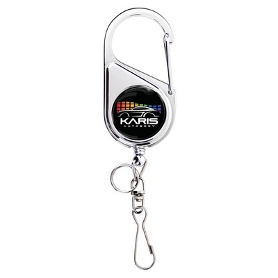 Chrome Heavy Duty Carabiner Retractable Badge Reel