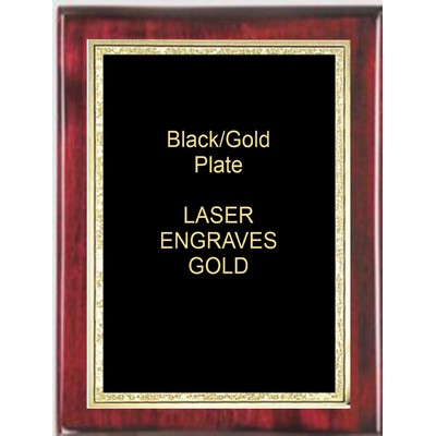 Rosewood 6-1/4" x 8-1/4" Piano Finish Free Standing Plaque - With 5" x 7" Black/Gold FlorentinePlate