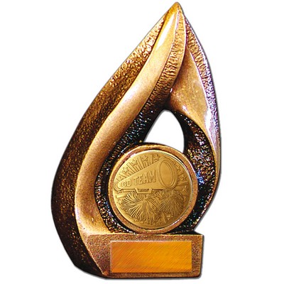 Stock Flame 7" Trophy with 2" Cheerleading Coin, Engraving Plate