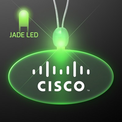 Light Up Acrylic Oval Necklaces with Green LED - PRINTED