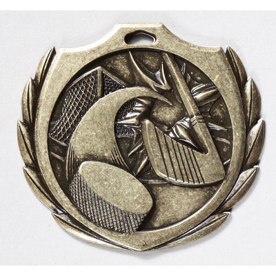Hockey Burst Medal - 2 1/4" Dia.