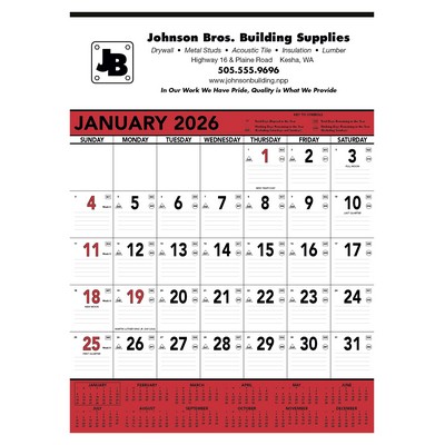 Triumph® Calendars Red & Black Contractor Memo