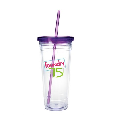 Clear Tumbler with Colored Lid - 24 oz.
