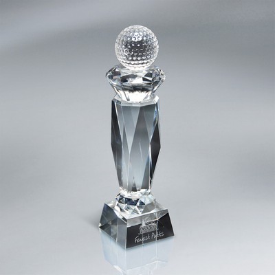Crystal Golf Ball on Faceted Tower