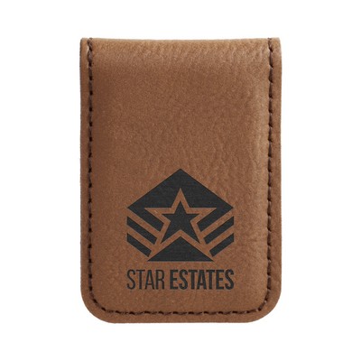Dark Brown Leatherette Money Clip