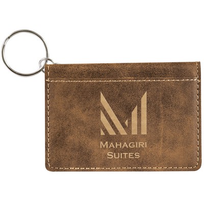 Rustic/Gold Leatherette Keychain ID Holder