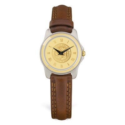 Ladies' Brown 2 Toned Wristwatch W/ Gold Dial