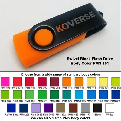 Swivel Black Flash Drive - 512 MB Memory - Body PMS 151