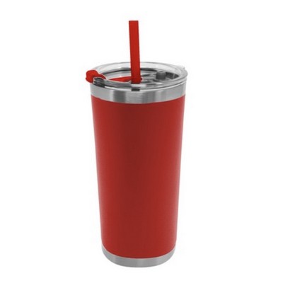 18 Oz. Stainless Steel Tumbler w/Flip Lid and Straw