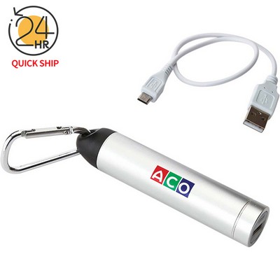 Cylinder Aluminum Power Bank 2200 mAh w/carabiner clip