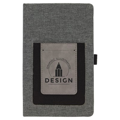 Gray w/Gray Leatherette Journal with Cell/Card Slot