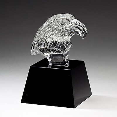 Crystal Eagle Head Award on Black Crystal Base, 3-3/4"x 5-3/4"H