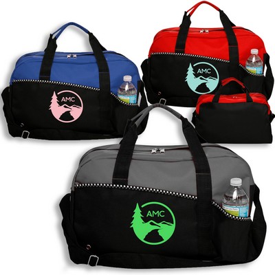 Two Tone Zippered Duffel Bag w/Shoulder Strap (18" x 10.5")