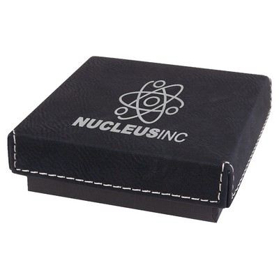 Engraved Faux Leather Gift Box, Black, 3 1/2"(L) x 3 1/2"(W) x 1"(H)
