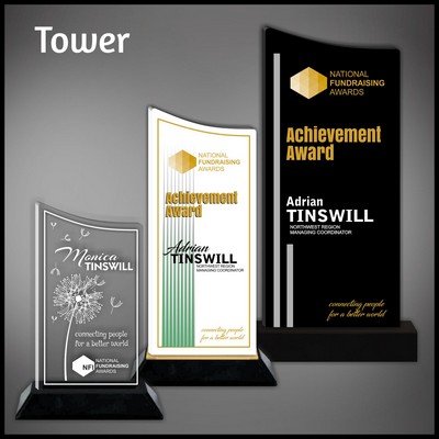 9" Tower Clear Budget Acrylic Award on a Black Base