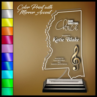 10" Mississippi Clear Acrylic Award with Color Print and Mirror Accent