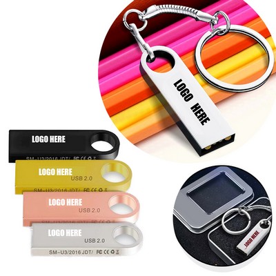 8Gb Keychain Metal Usb Drive W/ Key Ring