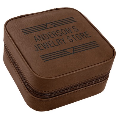 Leatherette Travel Jewelry Box with Tan Lining