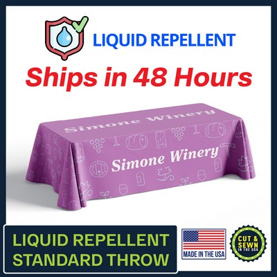 8ft x 30"Top x 29"H - (Liquid Repellent) 4 Sided Hemmed Standard Table Throw - Made in the USA