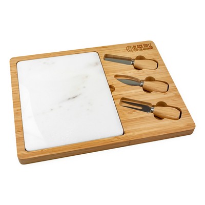 Premium Bamboo & Marble Charcuterie Set