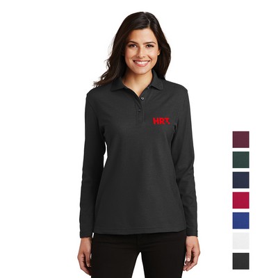 Port Authority® Women's Silk Touch™ Long Sleeve Embroidered Polo