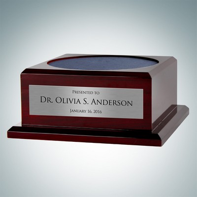Piano Finish Rosewood Base w/ Personalized Silver Plate (6" Diameter Top Felt)