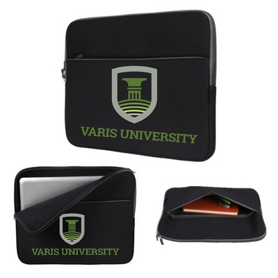 Full Sublimation Laptop Sleeve with Zip Closure and Zipped Front Pocket - N