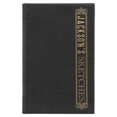 5 1/4" x 8 1/4" Black/Gold Leatherette Sketch Book-Unlined Paper